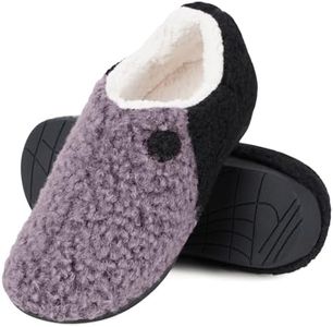 ERGOfoot Winter Orthopedic Slippers, Women's Plantar Fasciitis Slippers, Warm Non-Slip Fuzzy House Shoes with Arch Support, Purple, 8 UK