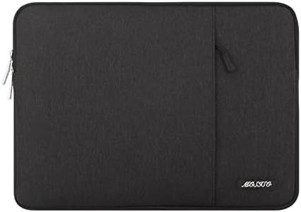 MOSISO Laptop Sleeve Bag Compatible with MacBook Air 15 inch M3 A3114 M2 A2941 2023 2024/Pro A1990 A1707,Surface Laptop 15,Dell XPS 15,HP Stream 14, Polyester Vertical Case with Pocket, Black