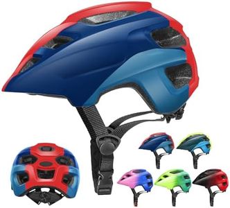 RaMokey Casco Niños, Casco de Bicicleta para Niños y Niñas, Ajustable Casco de Ciclismo con Visera para Niños de 3 a 13 años, Casco Infantil de Bicicleta para Niños (S/M 48-56CM) (Rojo+Azul Oscuro)
