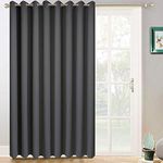 Yakamok Vertical Blinds for Dinding Room with Grommet Top Room Darkening Wide Blackout Patio Door Curtain Panel,Sliding Door Insulated Curtain,Room Divider Curtain(Dark Grey, 100 by 84 Inches,1 Panel)