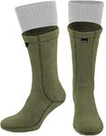 281Z Military Warm 8 inch Boot Liner Socks - Outdoor Tactical Hiking Sport - Polartec Fleece Winter Socks (Brown Bear), Green Khaki, Large