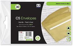 C5 Envelopes Manilla - Pack of 30 Peel and Seal, Size 162mm x 229mm