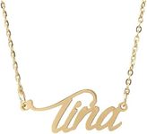 AOLO Gold Plated Nameplated Engraved Name Necklace Tina