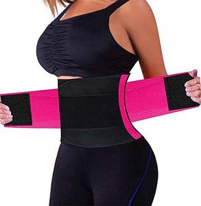 QEESMEI Waist Trainer Belt for Women & Man - Waist Cincher Trimmer Weight Loss Ab Belt - Slimming Body Shaper Belt - Pink - L(Waistline 31.5"-35.4")