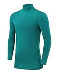 PowerLayer Compression Tops for Boys Base Layers Boys Running Top Thermal Shirt - Mock Neck - Cadmium Green Mock Neck, 10-12 Years