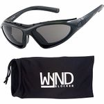 WYND Blocker Vert Motorcycle & Boating Sports Wrap Around Polarized Sunglasses (Black / Smoke Lens)