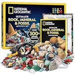 NATIONAL GEOGRAPHIC Rock Collection and Fossils for Kids – 300 Piece Crystals and Gemstones Set Includes Geodes and Fossils, Rocks and Minerals Science Kit for Kids, A Geology Gift for Boys and Girls