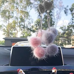 FineGood 2 Pack Car Accessories for Women, Hanging Hearts Decorations Car Ornaments Bling Car Accessories Car Rear View Mirror Hanging Accessories