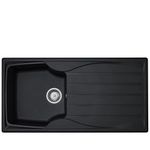 Liquida CMP10BL 1.0 Bowl Reversible Black Kitchen Sink and Waste Kit