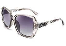 FEISEDY Oversized Sunglasses For Women Square Polarized Sparkling Frame B2289, Grey