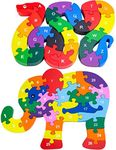 3 Otters 2PCS Wooden Puzzles for Kids, Alphabet Puzzles Snake Elephant Blocks Toddler Montessori Toy for Kids Preschool Education