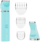 AIBRIT PRO Electric Bikini Trimmer for Women,2 in 1 Electric Shaver for Women Pubic Hair, Portable Razors for Shaving with 2 Trimmer Heads,IPX7 Waterproof (Blue)