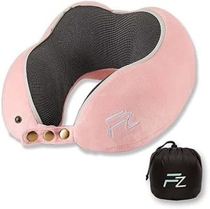 FLOWZOOM® Cuscino da viaggio per bambini in memory foam | per auto | da collo | per cervicale | Rosa