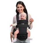 Momcozy Baby Carrier with Hip Seat, 2-in-1 Forward-Facing Carry for Active Babies, Detachable Hands-Free Infant Carrier up to 20kg, All Seasons Toddler Carrier Fits Waist Sizes up to 120cm, Black