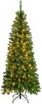 WeRChristmas Pre-Lit Slim Christmas Tree with 200 White LED Lights, 6 ft/1.8 m, Green