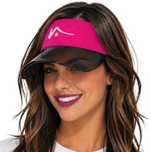 VISTO Sports Visor with Transparent Brim - Visual Clarity, No Glare & Complete UV Sun Protection with 360-Degree Views - 100% Chino Cotton with Adjustable Velcro Closure - Hot Pink