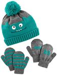 Simple Joys by Carter's Baby Boys' Toddler Hat and Mitten Set, Green Monster, 2T-5T