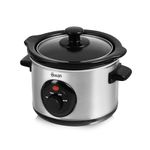 Swan 1.5 Litre Oval Stainless Steel Slow Cooker with 3 Cooking Settings, 120W, Silver, SF17010N