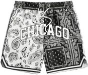 Floerns Men's Letter Graphic Print Drawstring Waist Workout Track Shorts Black Paisley XX-Large