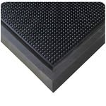 Wearwell Natural Rubber 222 Anti-Fatigue Sanitizing Footbath Mat, for Food Processing Facilities, 3/4" Edges, 1/2in x 23.625in x 35.125in, Black