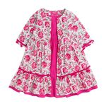 Hopscotch Girls Floral Print Casual Knee Length Dress With Jacket In White Color For Ages 10-12 Years