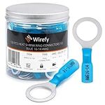 Wirefy 130 PCS Heat Shrink Ring Terminals 1/2" - Marine Grade Ring Connectors - Eyelet Wire Connectors - Large Ring Terminals - Blue 16-14 AWG