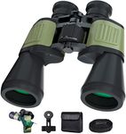 20x50 HD High Power Binoculars for Adults with Upgraded Phone Adapter Low Light Night Vision Waterproof Binoculars for Hunting Bird Watching Concert Travel with Case and Strap, Green