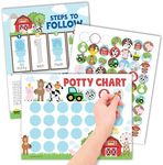 Farm Animals Sticker Chart for Kids Potty Training Chart for Toddlers Boys - Potty Chart for Girls with Stickers, Potty Training Sticker Chart for Girls Potty, Potty Chart for Boys with Stickers