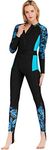 Micosuza Women's One Piece Dive Skin Suit Lycra Long Legs Long Sleeves Swimsuit for Snorkeling Surfing Kayaking