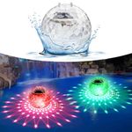 XHKUKO Floating Pool Lights, Floating Solar Pool Lights with RGB Color Changing Waterproof Pool Lights that Float for Swimming Pool at Night Hangable LED Disco Glow Ball Lights for Pond Garden (1 Pcs)