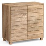 VonHaus Bathroom Storage Cabinet – Oak Wood Effect Bathroom Floor Cabinet with Handleless Design - Floor Standing Cabinet with Cupboard - Towel Storage Unit for Bathroom, Kitchen & Hallway - Chester