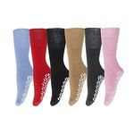 6 Pairs of Womens Non Skid/Slip Medical Socks, Cotton With Rubber Gripper Bottom, Assorted Colors, Size 9-11