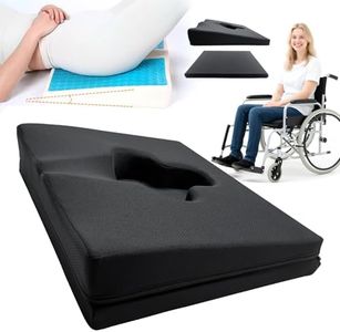 FoKon Gel Wheelchair Seat Cushion,Bed Sore Cushions for Butt,Relieve Sciatica,Coccyx,Pressure Sore and Ulcer Pain Relief Pillow,Cushion for Office Chairs,Removable&Washable Cover.(Elevated Set Black)