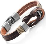 Urban Jewelry Leather Nautical Knot Bracelet for Men/Women- 8 inch (Secure New Clasp) Great Gift for Him/Her