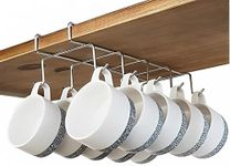 Zeinwap 304 Stainless Steel Under Shelf Coffee Mug Cup Holder Rack Organizer Stand for Kitchen Counter, Cabinet, Table with 10 Hooks, Pack of 1