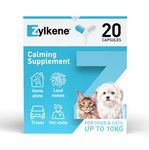 Zylkene Calming Supplements for Cats & Dogs up to 10kg 75mg | Promotes Relaxation | Helps Pets cope with Short-Term challenging situations: Loud Noises | Easily Administered | 20 Capsules