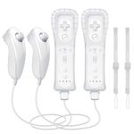 CLVIZCXOM (2 sets / 8 pieces! Remote Control Twin Pack Compatible with Nintendo ​Wii/Wii U Consoles: 2 Remotes + 2 Analog Joysticks + 2 Cases + 2 Straps, with Motion Plus (White)