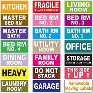 Pack of 540 Large Home Moving Labels for Boxes 21 Different Color Coded Stickers House Moving Supply - Removable from Furniture Fragile Stickers Included 1.6" x 3.6"