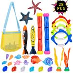 Pool Rings Diving Toys,Swimming Thru Pool Diving Game Toys with Dive Rings Underwater Treasures Torpedo Bandits Fish Toys etc Fun Water Swim Toys for Boys Girls Kids Teens Adults