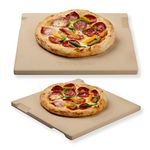 ROCKSHEAT Pizza Stone Made of Cordierite for Pizza & Bread Baking Grilling. Perfect for Oven or Grill. Innovative Unique Double - Faced Built - in 4 Handles Design (Square 12"x12"x0.6")