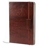 Kesoto A5 Classic Ruled Leather Hardcover Writing Notebook 5.7 in x 8.5 in Lined Journal Diary with Elastic Closure and Expandable Paper Pocket (200 Pages)