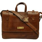 BAG JACK Velorum Genuine Leather Laptop Briefcase Men/Women Handmade Messenger Adjustable Shoulder Business Office Travel Compatible MacBook Air/Pro Upto 17 Inch Bag, Tan, 16 Inch