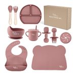 Yum Yum's Baby Weaning Set – Includes Toddler Water Bottle, Cups, Bowl, Spoon, Fork, Baby Plate & More - Baby Feeding Set & Baby Gifts & Present - 10 Pieces (Pink)