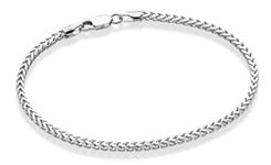 Miabella Solid 925 Sterling Silver Italian 2.5mm Franco Square Box Link Chain Bracelet for Men Women, Made in Italy, 8.5 Inch, Sterling Silver