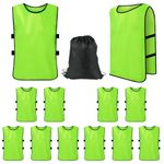 12 Pack Scrimmage Training Vests Adults Youths Kids, Team Practice Jersey with Carry Bag, Sports Pinnies for Soccer Basketball Football Volleyball Hockey