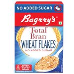 Bagrry's Total Bran Wheat Flakes - No Added Sugar 500gm Box | Premium Sharbati Wheat | High Fibre | Helps Manage Weight | Whole Grain Wheat Flakes