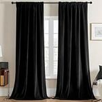 Joydeco Black Velvet Curtains 90 in