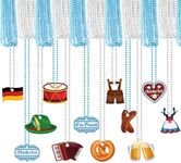 ZEELONA 24 PCS Oktoberfest Bead Necklaces White Blue Bead Necklaces with Pendant for Women Men Kids Adult for Oktoberfest Festivities Family Party Supplies Beer Festival Decorations