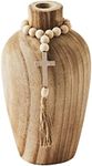 Mud Pie Paulownia Beaded Vase, Cross, 11" x 6.75" Dia | Cross: 5"