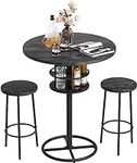 VECELO 3 Piece Bar Table and Chairs